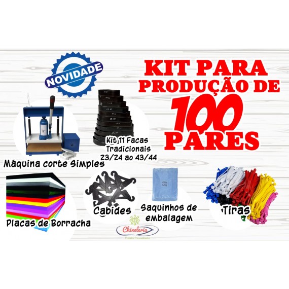 Kit Fabricação de Chinelos 100 Pares Borracha  80/20 Completo com Maquinário